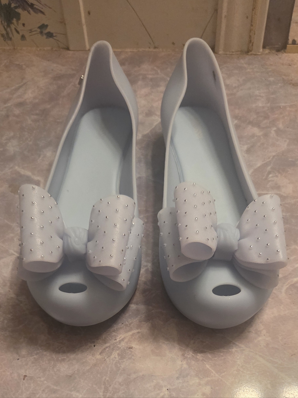 Melissa Pale Blue Bow Jelly Flats